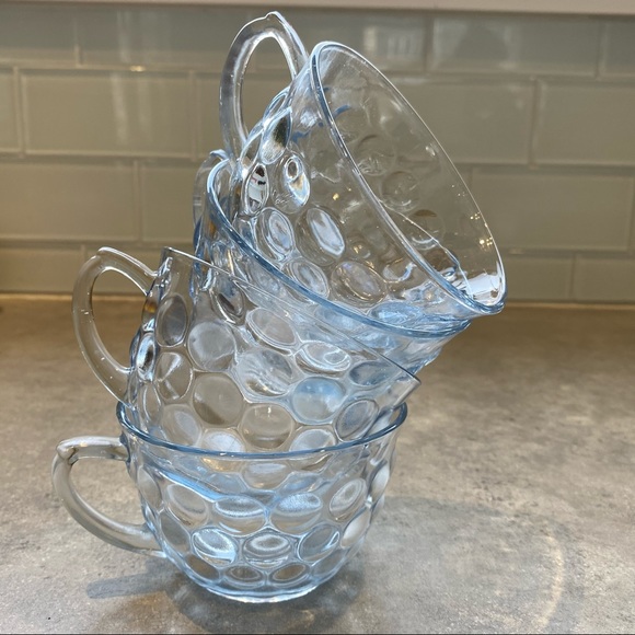 Anchor Hocking Blue Bubble Depression Glass Cup 4 - Picture 3 of 10